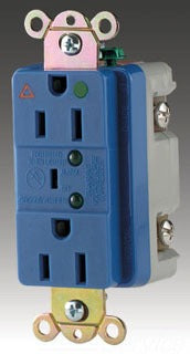Cooper Wiring IG8300HGBLS GFCI Outlet, 20A 125V, 5-20R, 2P3W, TVSS Duplex, Isolated Ground, Hospital w/ LED Indicator, Alarm - Blue