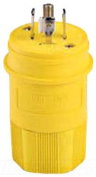 Cooper Wiring L2120PWBK Locking Device Plug, 20A 120/208V, 3-Phase, L21-20P, 4P5W, Polarized, Grounding - Nylon Interior, Thermoplastic Elastomeric Over Glass-Filled Polypropylene Shell, 0.069 Inch Thk Nickel Plated Brass Blade - Black