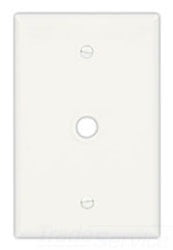 Cooper Wiring PJ11W Decora Wall Plate, (1) 0.4 Inch Hole Telephone/Coaxial Opening, 1-Gang, Mid, Polycarbonate - White