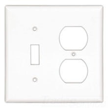 Cooper Wiring PJ18LA Decora Wall Plate, (1) Duplex Receptacle, (1) Toggle Switch, 2-Gang, Mid, Polycarbonate - Light Almond