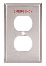 Cooper Wiring EM93101 Decora Wall Plate, Emergency, (1) Duplex Receptacle, 1-Gang, Standard Extra Deep-Sized, Stainless Steel - Stainless