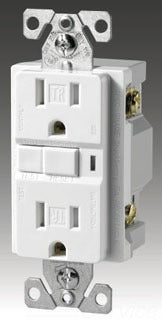 Cooper Wiring VGF15B GFCI Duplex Outlet, 15A 125V, 5-15R, 2P3W, Back, Side, Specification w/ Wall Plate - Brown