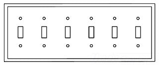 Cooper Wiring PJ6V Decora Wall Plate, (6) Toggle Switch, 6-Gang, Mid, Polycarbonate - Ivory