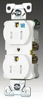 Cooper Wiring TWRBR15B Duplex Outlet, 125V 15A, 2P3W, 5-15R, Commercial, Tamper Resistant, Weather Resistant, Grounding - Brown