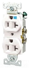 Cooper Wiring WRBR20V Duplex Outlet, 125V 20A, 2P3W, 5-20R, Commercial, Grounding - Back, Side Wired - Ivory