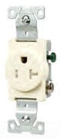 Cooper Wiring TR6350V-BOX Decorator Single Outlet, 20A 125V, 2P3W, 5-20R, Grounding, Side Wired, Commercial, Tamper Resistant - Ivory