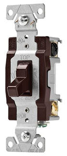 Cooper Wiring CS320B AC Toggle Switch, 20A 120/277V, 3-Way, 1 HP at 120V, 2 HP at 277V, Nylon, Side Wired, Commercial - Brown