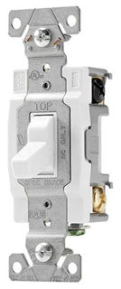 Cooper Wiring CS220W AC Toggle Switch, 20A 120/277V, 2-Pole, 1 HP at 120V, 2 HP at 277V, Nylon, Side Wired, Commercial - White