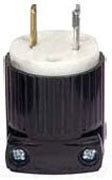 Cooper Wiring L115P Locking Device Plug, 15A 125V, L1-15P, 2P3W, Polarized, Non-Grounding - Polycarbonate - Black, White