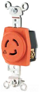 Cooper Wiring IGL515R Locking Device Single Receptacle, 15A 125V, L5-15R, 2P3W, Single Locking, Isolated Ground - 1.38 Inch - Glass-Filled Nylon