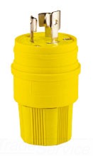 Cooper Wiring L1830PW Locking Device Plug, 30A 120/208V, 3-Phase, L18-30P, 4P4W, Polarized, Non-Grounding - Nylon Interior, Thermoplastic Elastomeric Over Glass-Filled Polypropylene Shell, 0.069 Inch Thk Nickel Plated Brass Blade - Yellow
