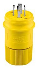 Cooper Wiring L1530PW Locking Device Plug, 30A 250V, 3-Phase, L15-30P, 3P4W, Polarized, Grounding - Nylon Interior, Thermoplastic Elastomeric Over Glass-Filled Polypropylene Shell, 0.069 Inch Thk Nickel Plated Brass Blade - Yellow