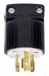 Cooper Wiring L520P Locking Device Plug, 20A 125V, L5-20P, 2P3W, Polarized, Grounding - Polycarbonate - Black, White