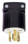 Cooper Wiring L530P Locking Device Plug, 30A 125V, L5-30P, 2P3W, Polarized, Grounding - Polycarbonate - Black, White